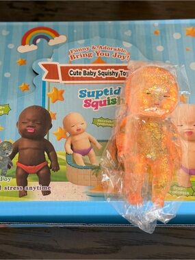 Cute Baby Squishy Toy - Orange Glitter
